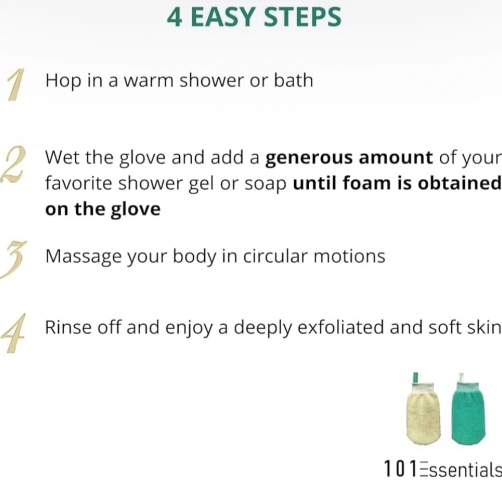 101 Essentials Green & Yellow Body Scrub Mitts Pack of 2